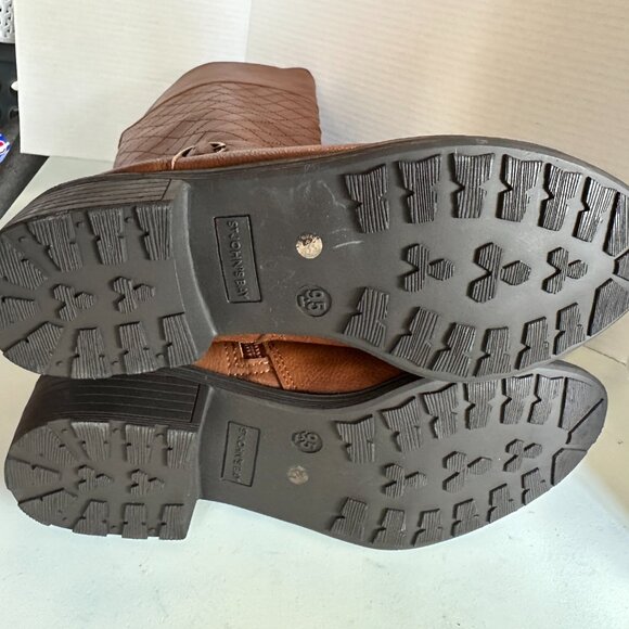 St. Johns Bay Faux Leather Brown Knee High Boots Size 9.5 - Picture 3 of 4